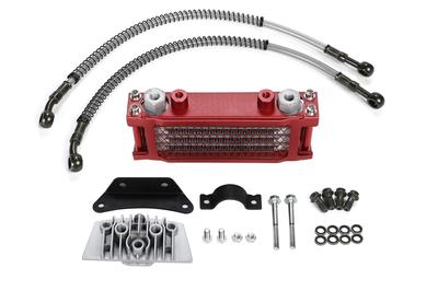 4-traps Oliekoeler Kit voor Honda Monkey, Gorilla en Chari Buggy Motoren. Koelradiator, Hydraulische Besturing, Universeel, Aftermarket Onderdeel (Rood)