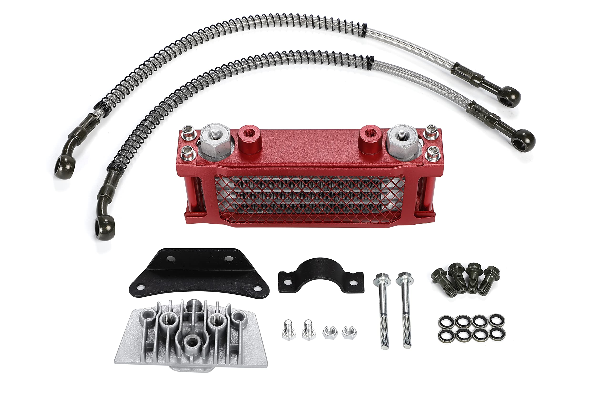

4-Stage Oil Cooler Kit for Honda Monkey, Gorilla, and Chari Buggy Motorcycles. Cooling Radiator, Hydraulic Control, Universal, Aftermarket Part (Red)