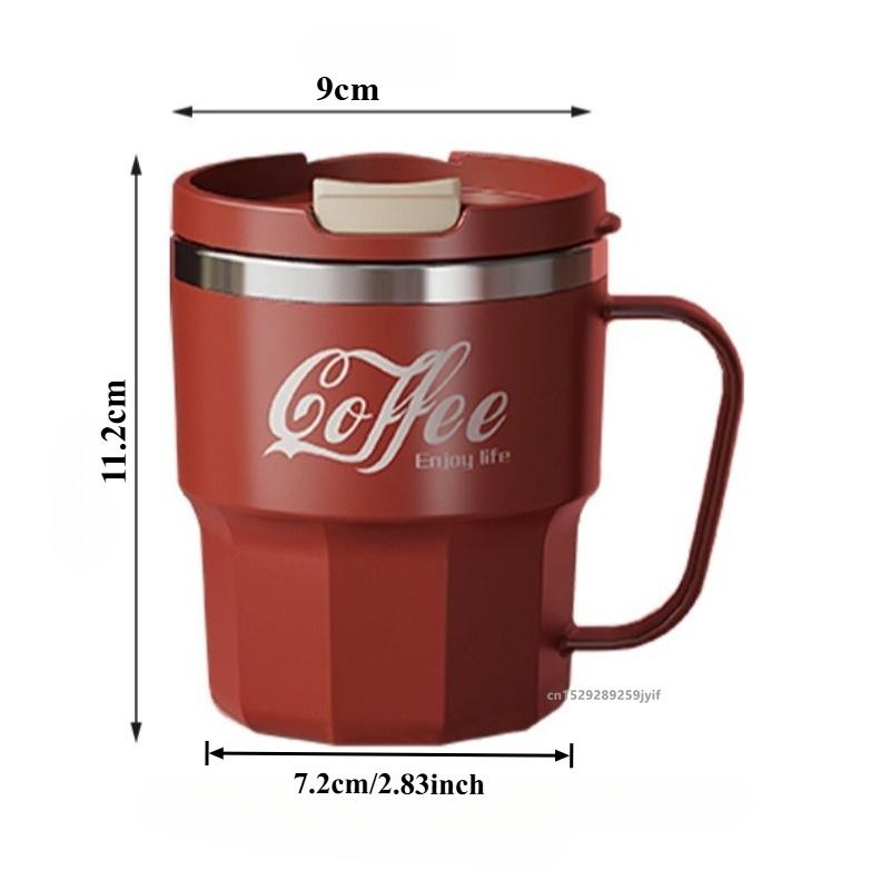 Coffee Mug With Lid and Handle 304 Stainless Steel Tea Milk Cup Double Wall Insulated Anti Scalding Drinking Cup Festival Gifts