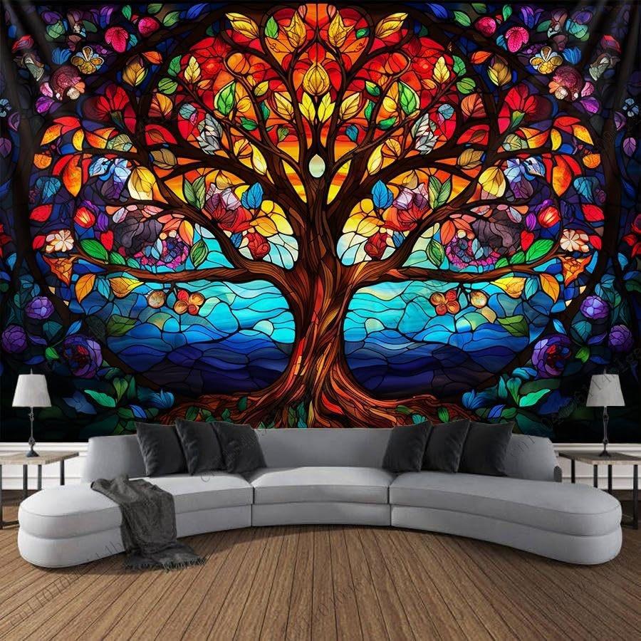 Lively Room Decoration Color Burst Tree of Life Wall Art Room Decorating Item Party Backdrop Aesthetic Living Room Decor Anime