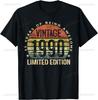 Vintage 1990 Limited Edition 35th Birthday Gifts 35 Year Old T-Shirt Unisex Summer Streetwear Tops Streetwear Ropa Hombre