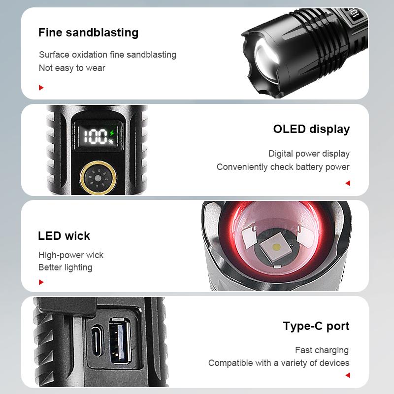 1000000 hohe Lumen Super Power Taschenlampe Wiederaufladbare Tragbare Taschenlampe Wasserdichtes Licht Camping Angeln Laterne