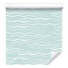 Wallpaper Turquoise and White Drawn Waves for Living Room and Bedroom 50x1000