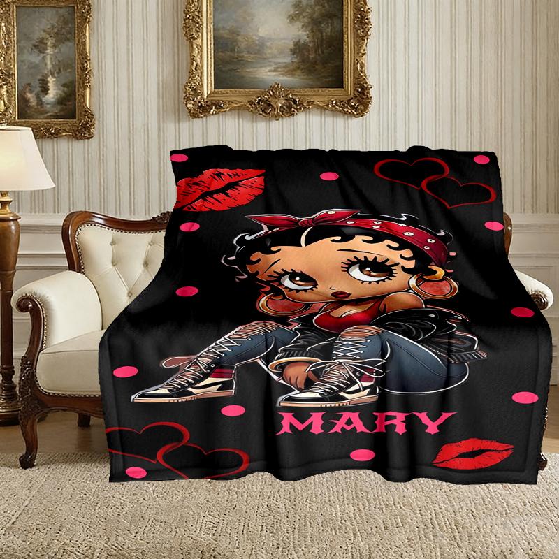 1pc Betty Boop Blanket, Super Cozy Printed Home Blanket, All-Season Warmth