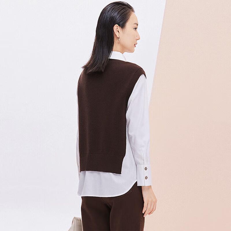 JESSIE Women's Faux Two-Piece Polo Collar Knit Sweater