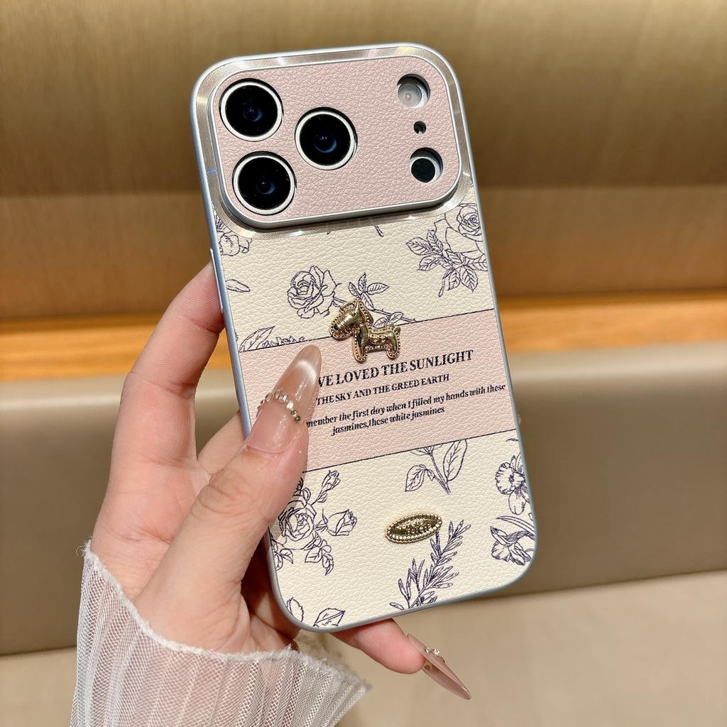 Xiaoxiangfeng Rose Golden Horse is suitable for Apple 17promax mobile phone case iPhone16/15 Huawei mate70p.
