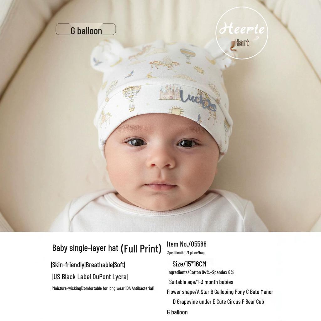 He'er Te Baby Summer Boneless Printed Hat - Newborn Postpartum Head Protection
