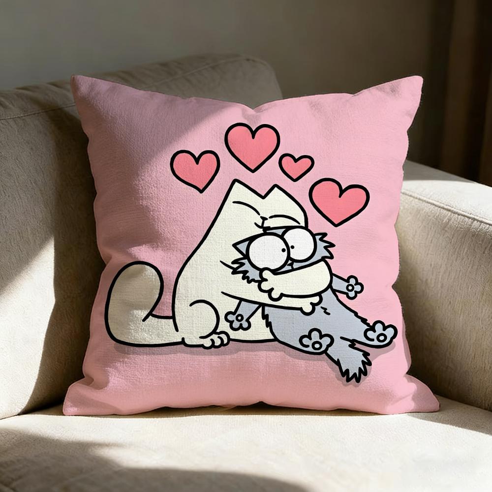 S-simon's Cute Cat Pillow Case Pillowcase, Double-sided Printed, Sofa Cushion, Bedroom Headboard Pillow