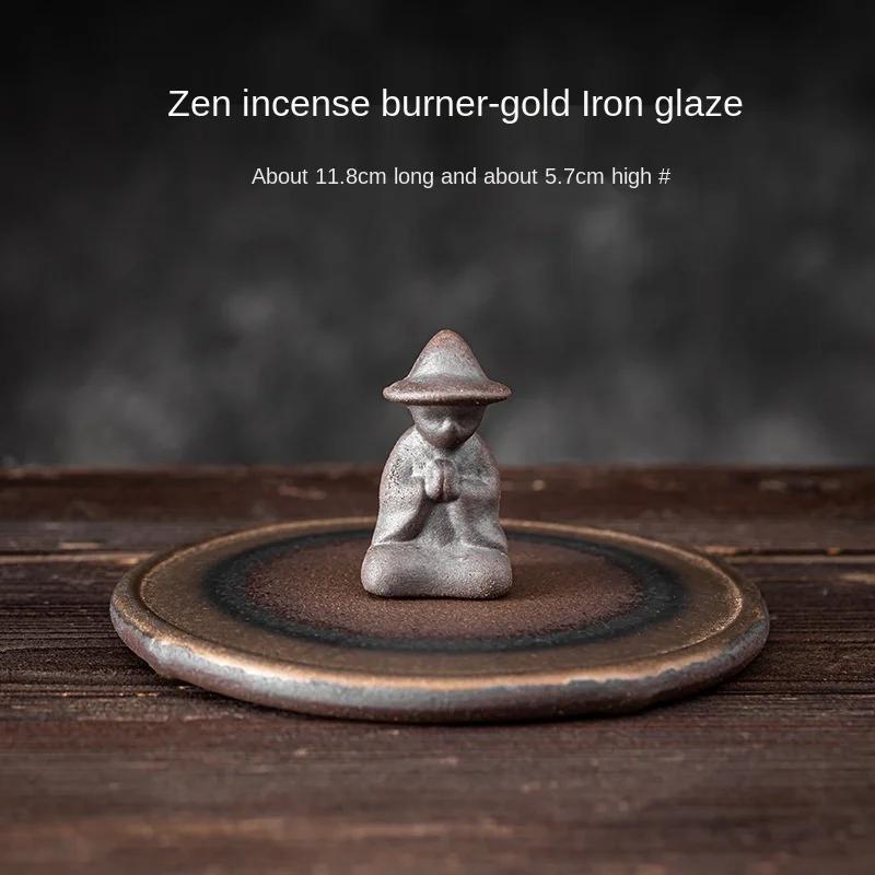 

Japanese Gilding Iron Glaze Meditation Incense Coil Burner Agarwood Sandalwood Incense Bracket Incense Holder Sets Zen Decor