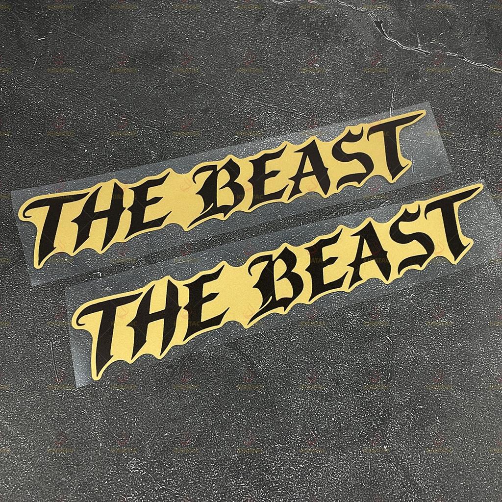 2pcs THE BEAST Motorcycle Stickers Waterproof for Motorcycle Helmet Fairing Fuel Tank Car Window Scooters Universal Vinyl Decals