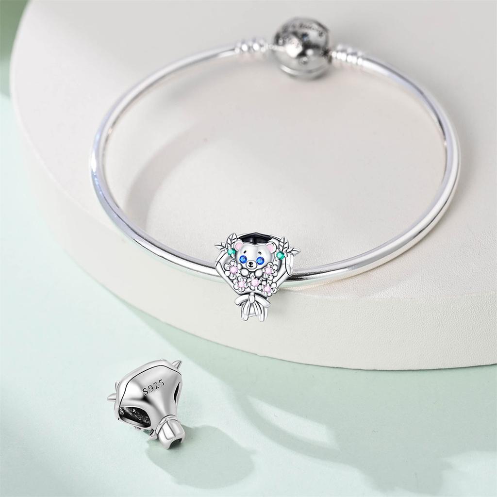 Charms Original Copper Little Bear Flowers Beads Fit Bracelet Women Jewelry Diy Fine Gift