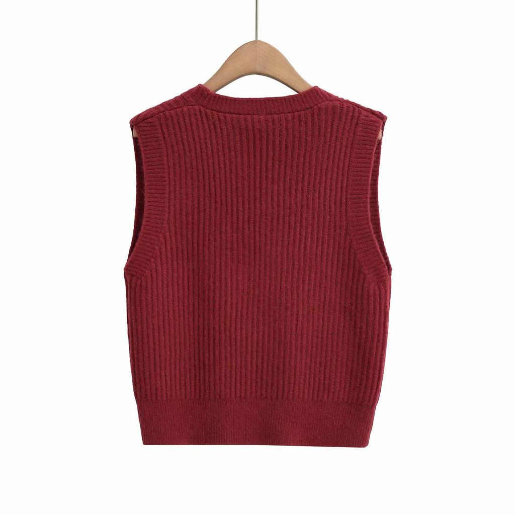 2024 Winter Women’s European & American Style Fashion Sleeveless Two-Tone Versatile Vest