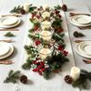 Red Berries Christmas Wreath Artificial Pine Holiday Centerpiece  Christmas Table Decor