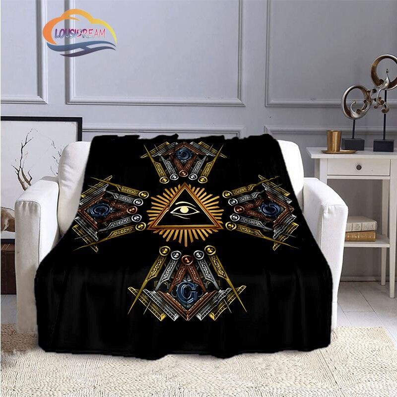 The Freemasons Blanket Freemasonry Series Flannel Cashmere Blanket Masonic Fluffy Blanket All Seeing Eye Printing Pattern Blanke