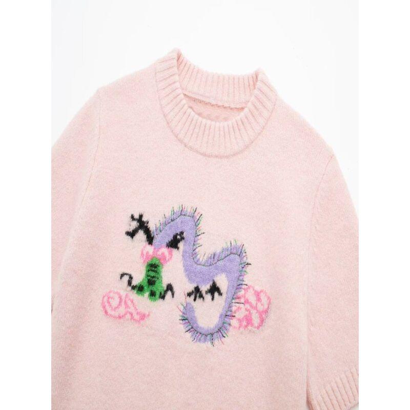 Fashion Style 2024 Spring New Arrival Women's Clothing Slim Looking Easiest for Match Embroidery Short Top Sweater 5755003620