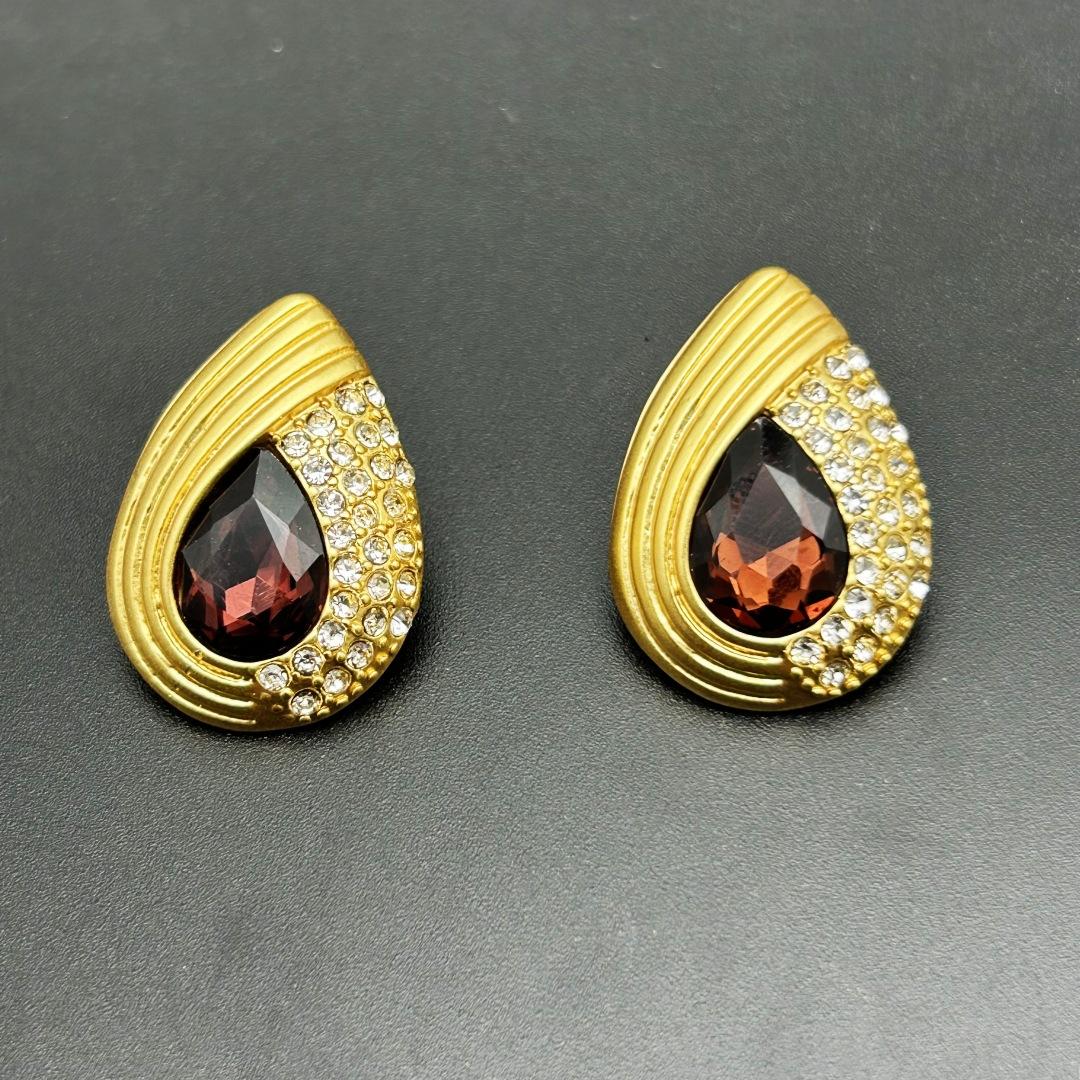 Vintage Palace Label Water Drop Set Solid Gold Necklace Earrings Style Snake Bone Chain Jewelry