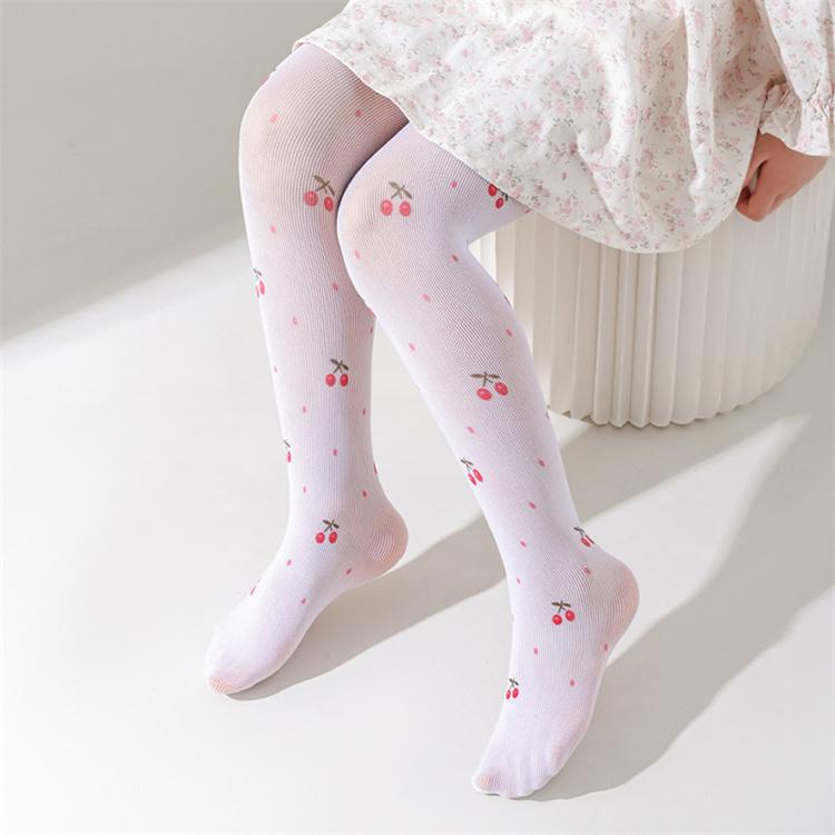 

Дитячі колготки для дівчаток Модні панчохи з принтом полуниці Тонкі м’які колготки для дітей літні сітчасті щільні 3-12 років S