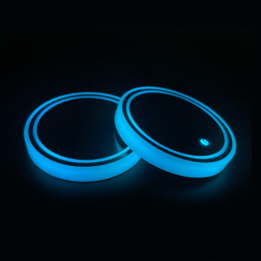 For Car Interior Lighting LED Car Cup Holder Ambient Interior Lights Vibration Activated Auto Power Off 15s USB Rechargeable