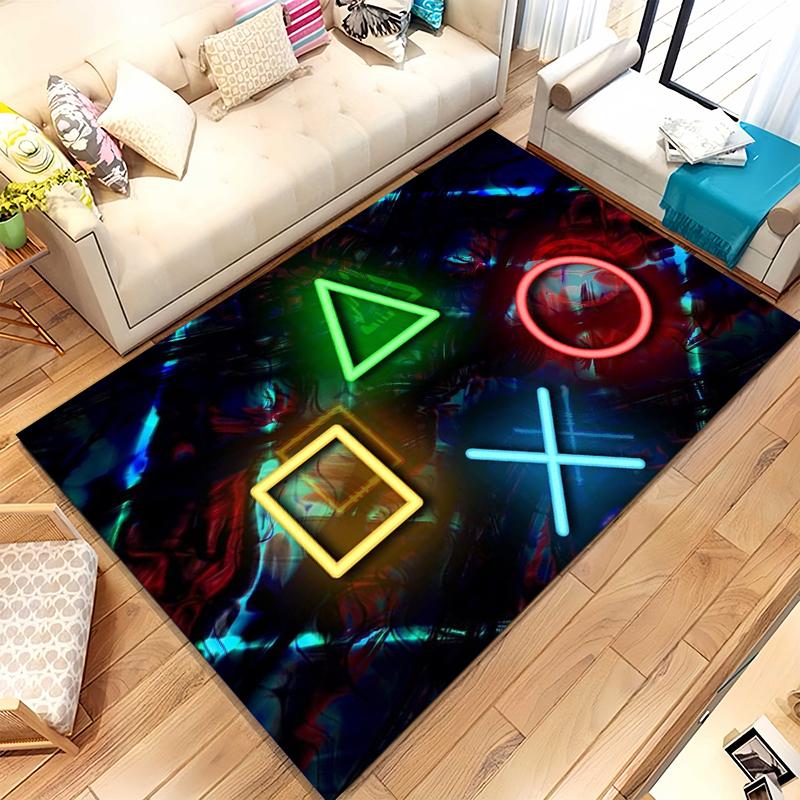 Cartoon Game Gamer Zone Controller Logo Living Room Non-Slip Area Rug Soft Carpet for Bedroom Playroom Sofa,Home Decor Doormat