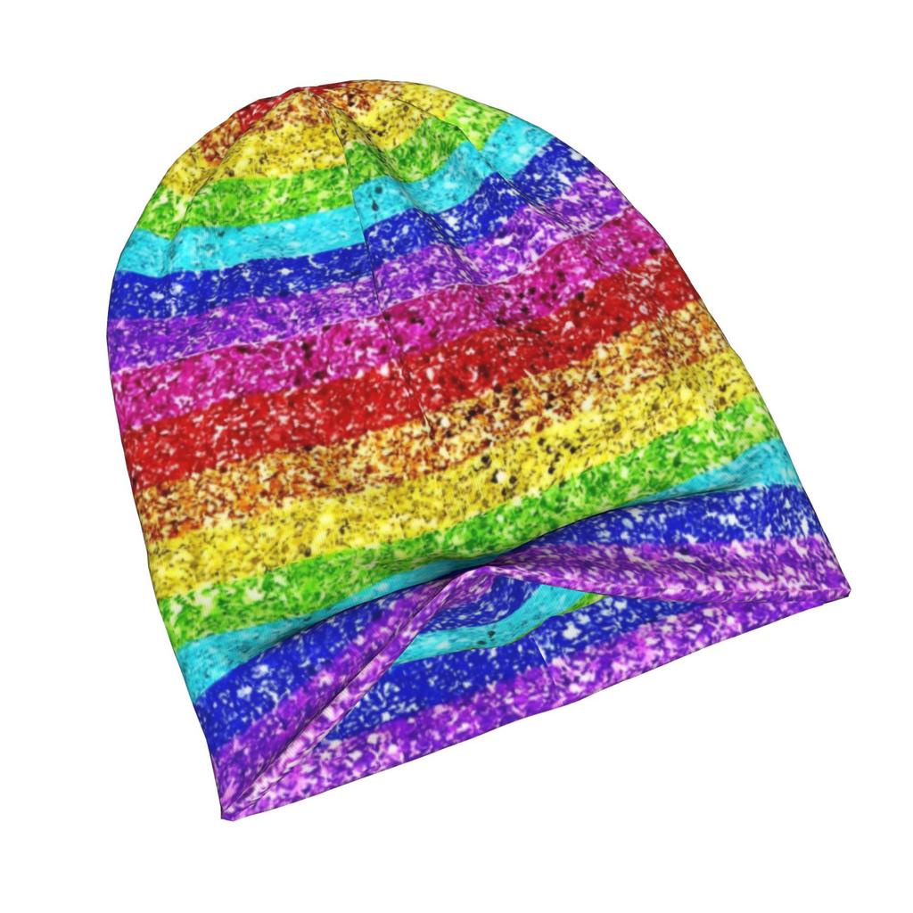 Rainbow Glitter Drawstring Bag Lightweight Gym Sports Fitness Training Outdoor Travel Gift Idea Adult Fashion Beanie That Transitions Effortlessly fro