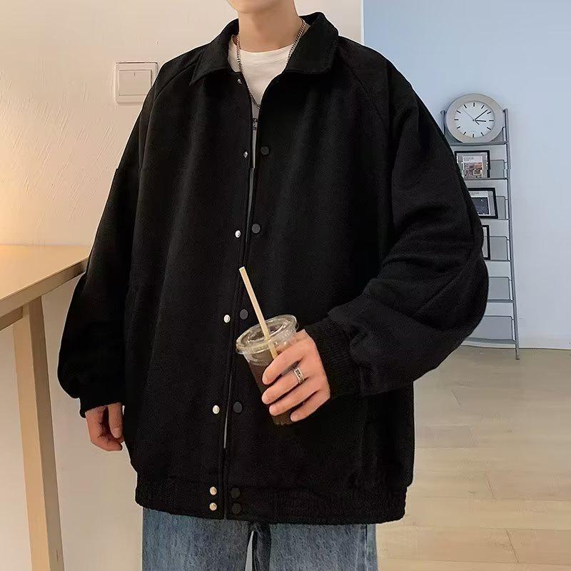 Men's Trendy Hong Kong Style Suede Plush Embroidered Baseball Jacket for Autumn/Winter.