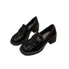 Versatile women's shoes high heels loafer small leather shoes 2025 new thick heel autumn British style versatile high-value single shoes