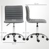 Armless Swivel Office Chair With Adjustable Height Study Chair Upholstered In Pu 120 Kg Load Dark Gray
