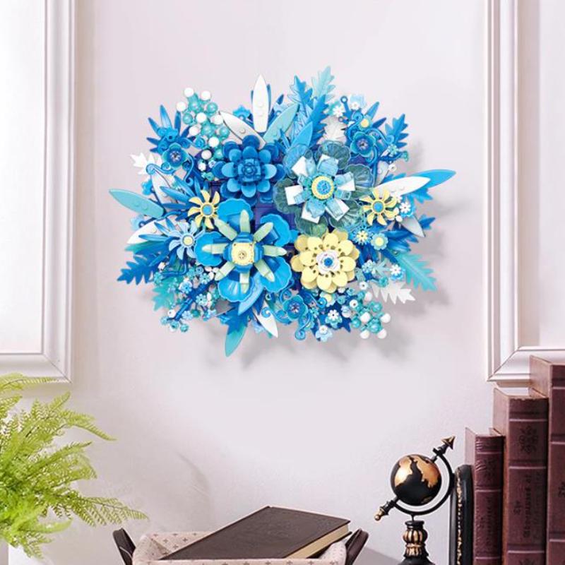 Věčná Láska Modrá Kytice Květin Sběratelská Stavebnice Květiny Model Kostky Hračky Kreativní Nástěnné Umění Domácí Dekorace Dospělý