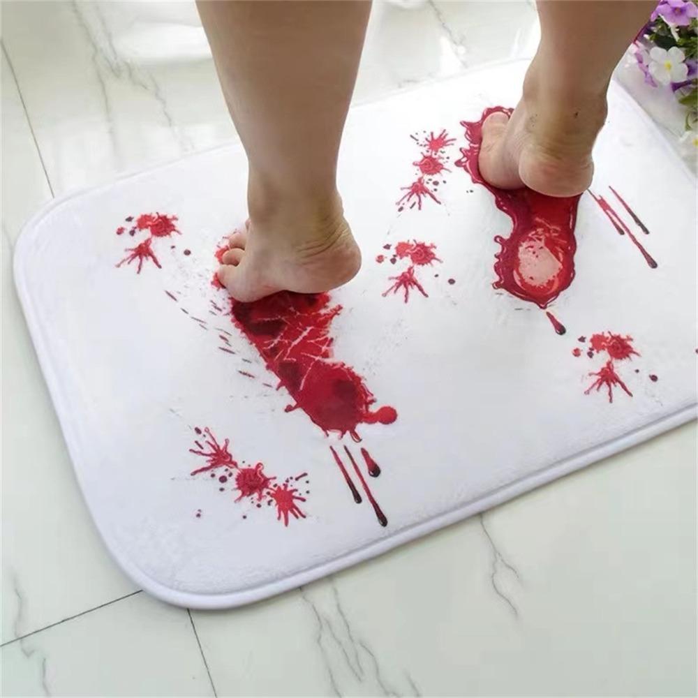 Non Slip Halloween Blood Footprint Doormat Quick Dry Kitchen Mat Blood Stain Floor Mat Party