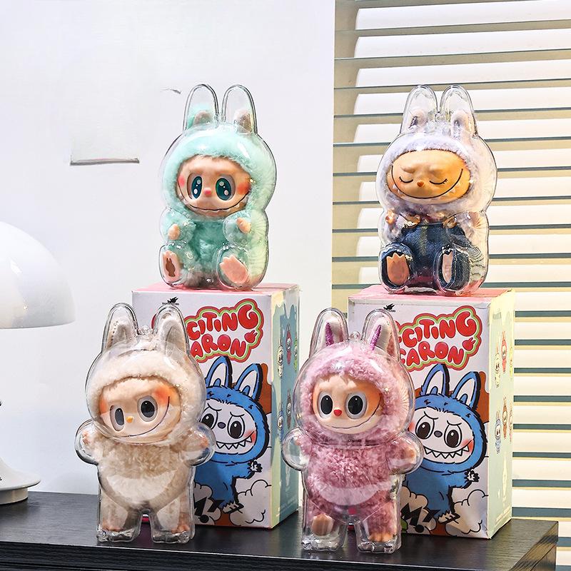 (No Doll)LABUBU Doll Transparent Protective Case, First-generation Labubu, Second-generation Party Backpack Pendant Storage Display Box