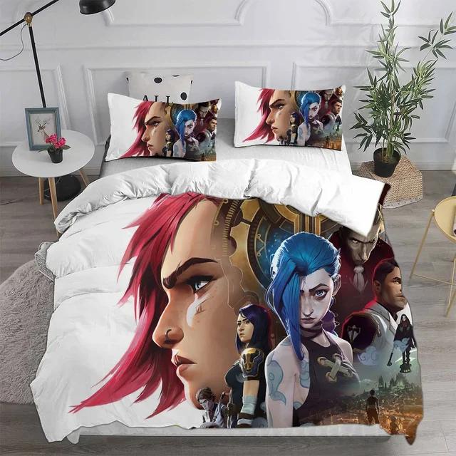 3D Printed Jinx Arcane Bedding Set Pillowcase Duvet Cover Double Twin Full Queen King Adult Kids Bedclothes Quilt Cover
