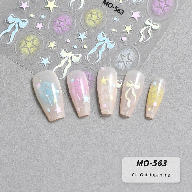 

ZM Новинка Вырез Дофаминовый стикер для ногтей Цвет Бант Интернет-знаменитость Пятиконечная звезда Стильный пластырь для ногтей 27 [Cut Out Dopamine Nail Art Sticker] MO-563 (1)
