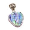 Natural Abalone Shell Gemstone 925 Solid Sterling Silver Gift Pendant 1.75" I6T88