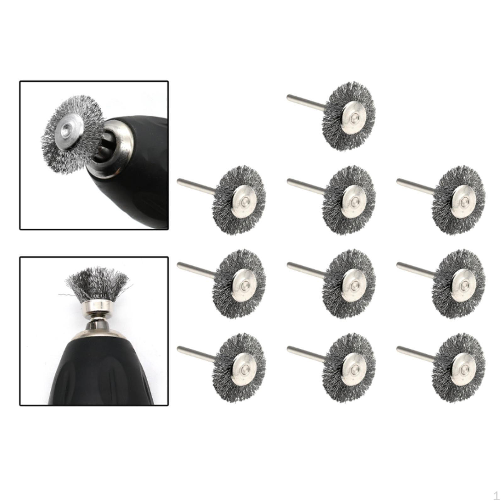 

10 шт. стальных проволочных щеток для дрели, насадка для небольшого использования в машине, вращающийся инструмент, аксессуары для покраски Wheel Brush