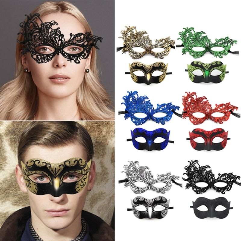 Set of 2 Comfortable Couple's Masquerades Mask Stylish Party Mask Accessory for Masquerades Balls and Costume Parties