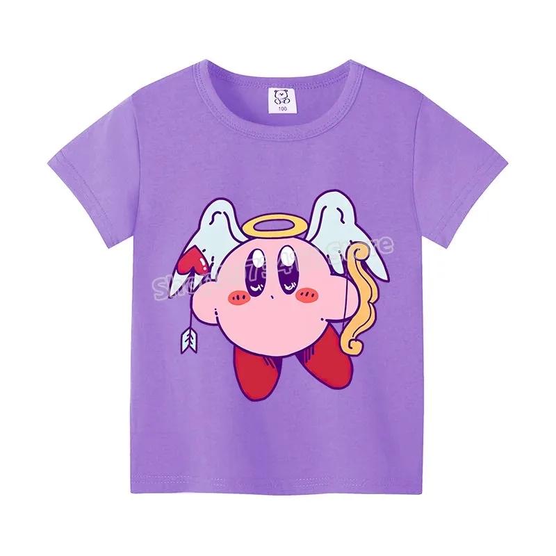 Star Kirbys Summer Short Sleeve Kid Cute T-shirt Colorful Tops Baby Cartoon Fashion Tee Kawaii Game Boy Girl Casual Clothes Gift