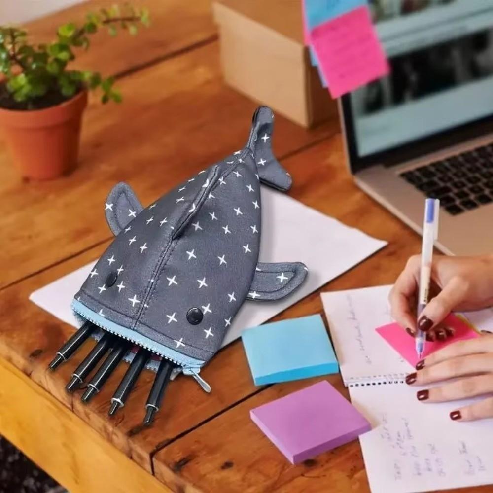 Shark Design Pencil Case Large Capacity Pen Bag Marker Organizer Office Stationery Storage