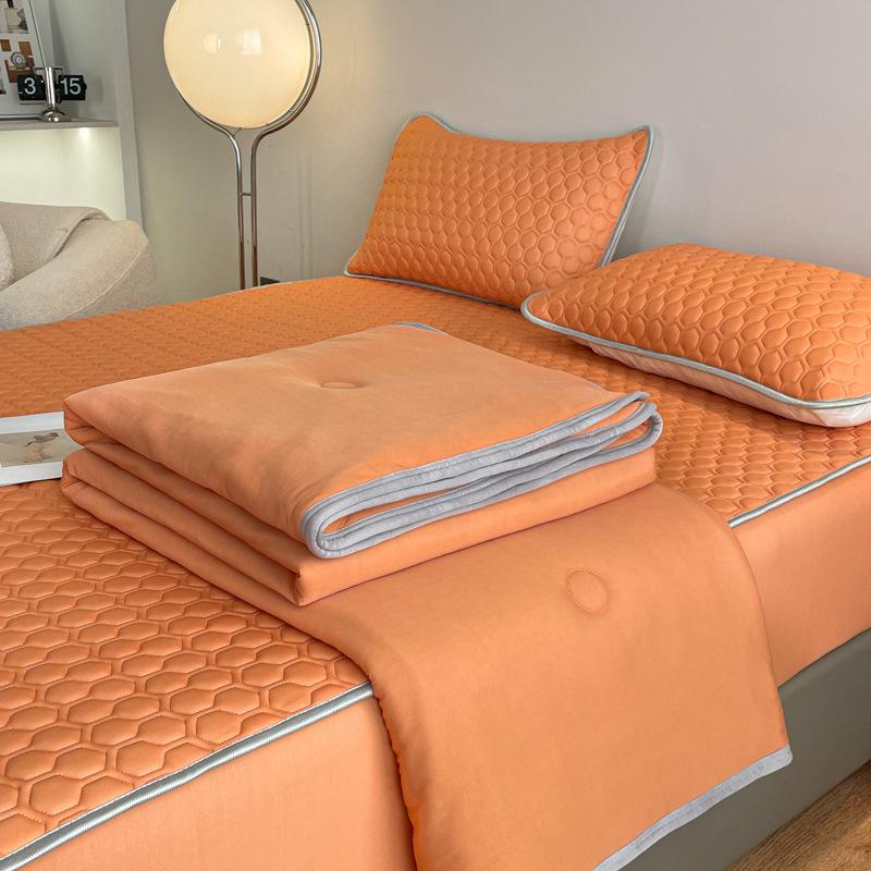 New Classic Solid Color Latex Fitted Sheet Summer Mat Summer Quilt Airable Cover Combination Kit