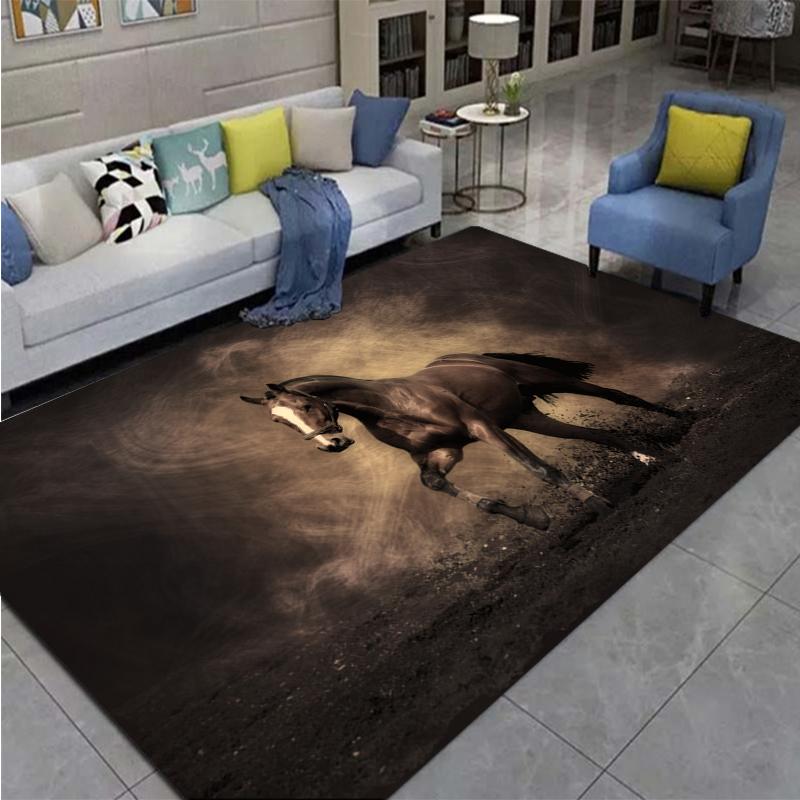 3D Horse Printed Large Carpet,doormat,living Room,bedroom,bathroom Decoration Animal - Running Horse Pattern Anti Slip Floor Mat