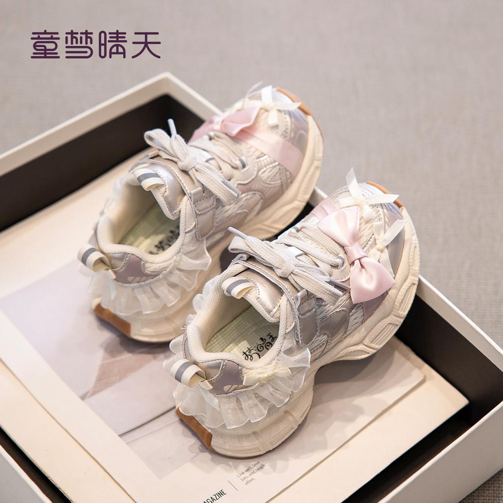 Size 26-37 girls shoes 2025 new sports shoes soft sole spring and autumn children's running shoes princess style casual shoes
