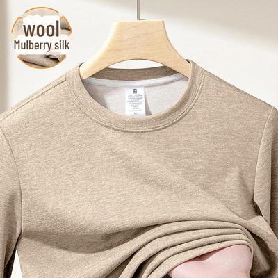 Men's 2023 Wool Mulberry Silk Velvet Long-Sleeve T-Shirt: Autumn/Winter Warm Wear