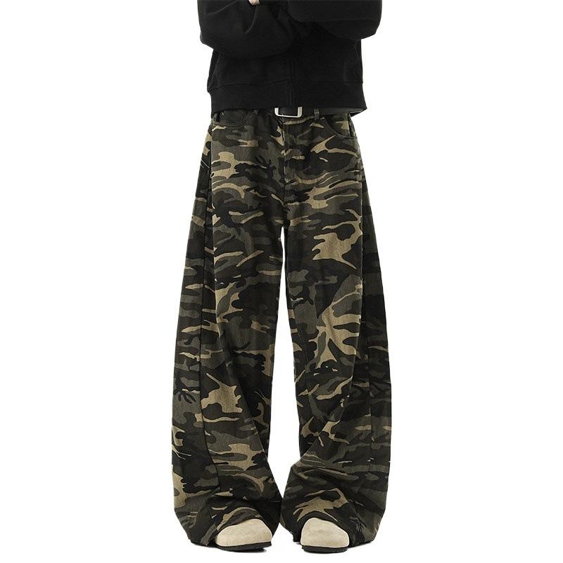 Freizeithose Herren Herbst Camouflagehose Gerades Bein Locker Lässige Hose
