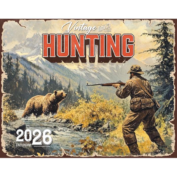 2026 Vintage Hunting Wall Calendar 16-Month X-Large Size 14x22, Retro Classic Hunting Calendar by The KING Company-Monster Calendars 2026 Vintage Hunting Wall