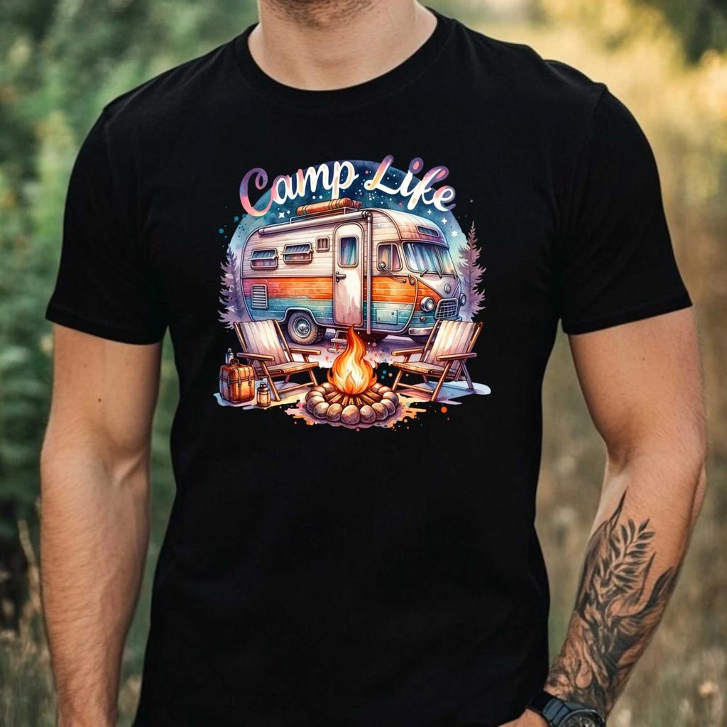 T-Shirt Herren Camping Motiv Baumwolle Größe XS bis 5XL