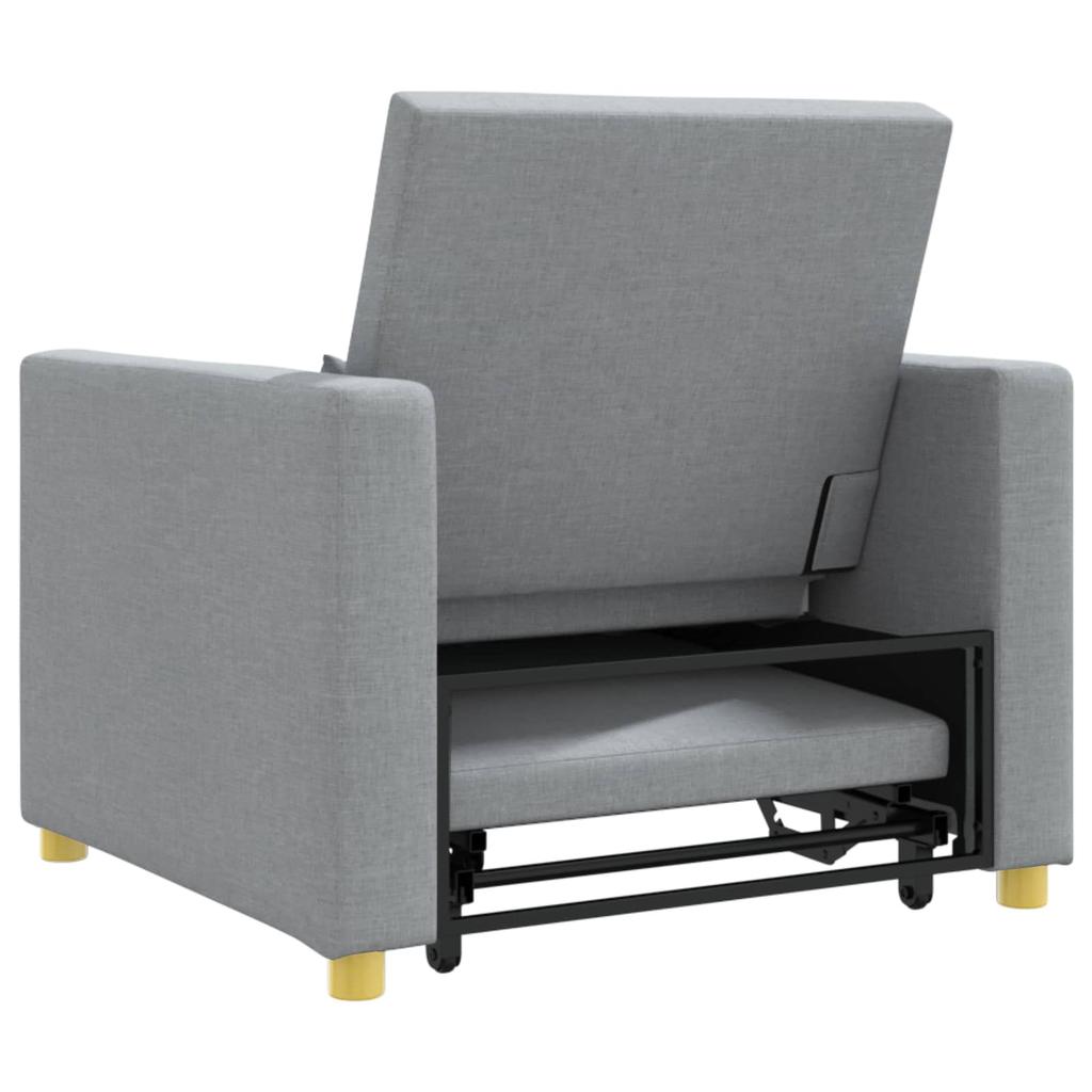 Extendable Single Sleeper Sofa Light Grey 90 X 165 X 87 Cm Fabric