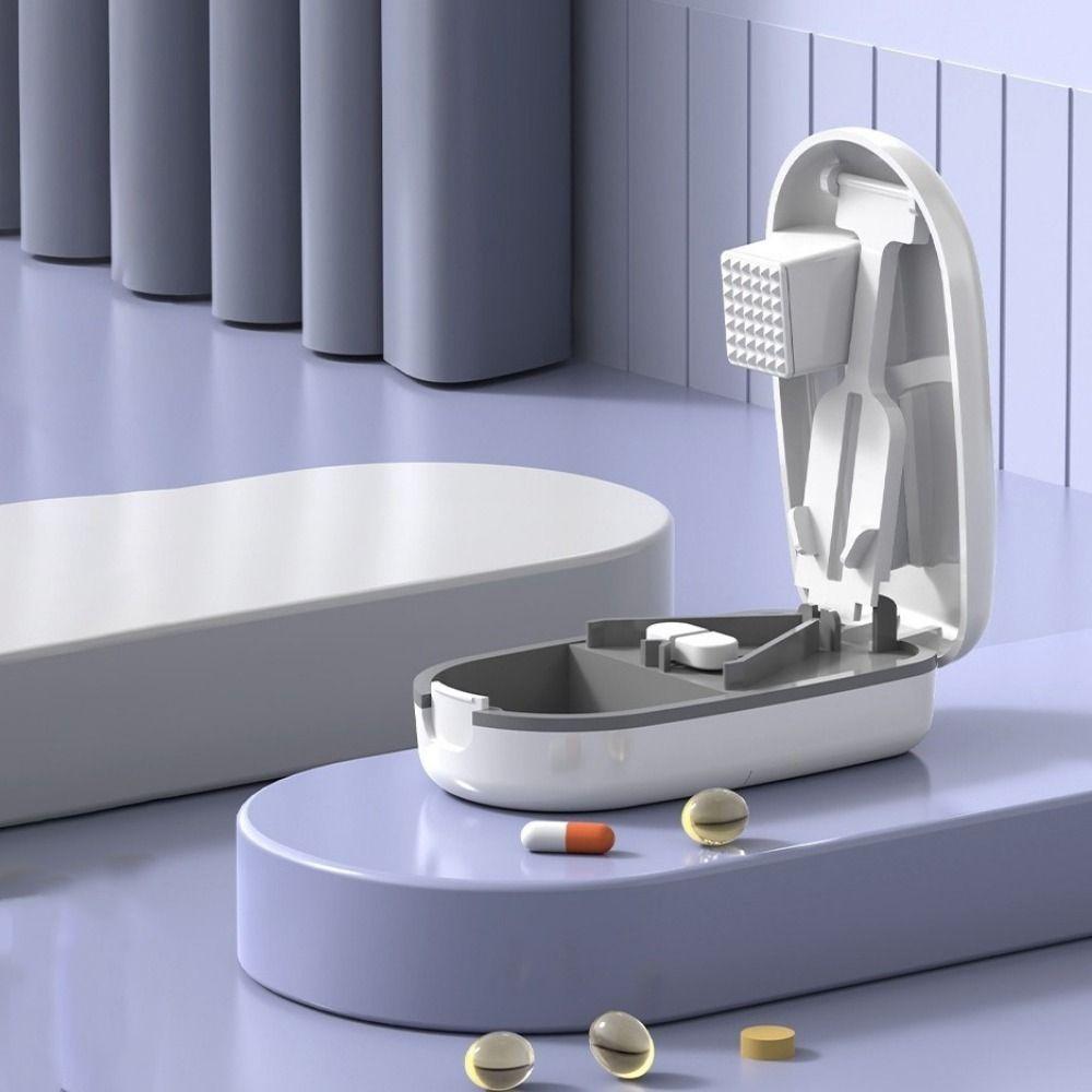 Plastic 2 in 1 Pill Cutter Sealed Pill Storage Box Practical Drug Tablet Organizer For Home Use