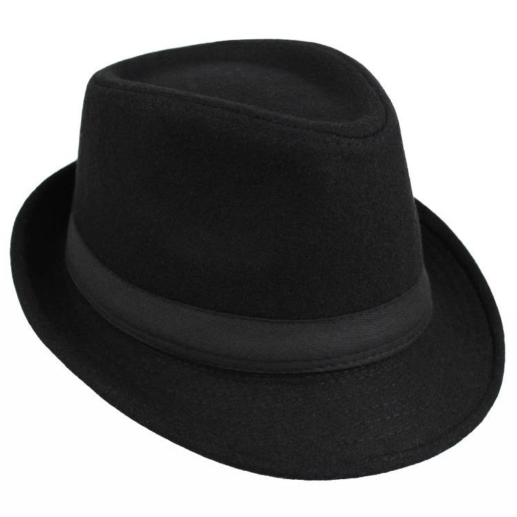 Winter Tweed Small Edge Men's Top Hat Jazz Hat Tweed Material Autumn and Winter Warm Hat Old Man Hat Winter Top Hat