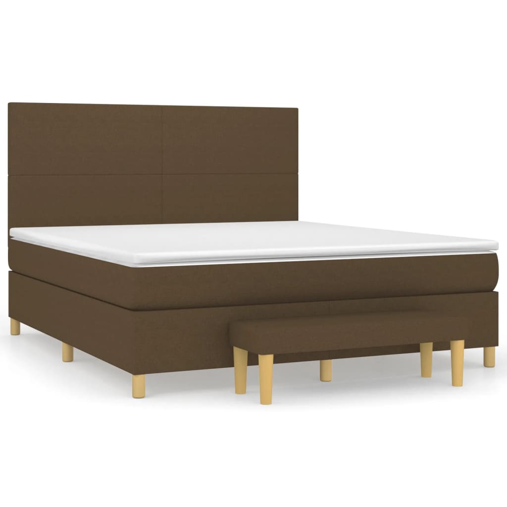 Box Spring Bed with Mattress Dark Brown 180 x 200 cm Fabric