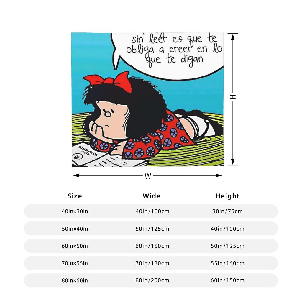 Mafaldas Fleece Throw Blankets Cartoon Anime Blankets for Home Car Warm Quilt