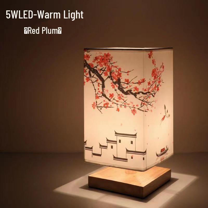 Retro Wooden Night Light: Simple, Creative, Warm Bedside Lamp with New Chinese Style